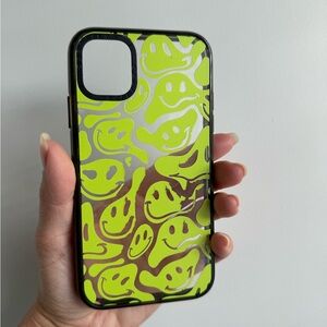Smiley Face Pattern iPhone 11 Case - Green and Black